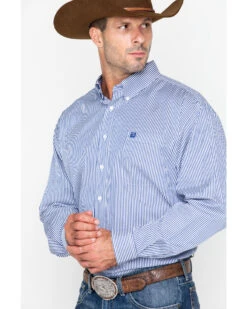 Cinch Men's Royal Blue Stripe Long Sleeve Button-Down Shirt -Wrangle Clothing Shop 2000240144 460 P3