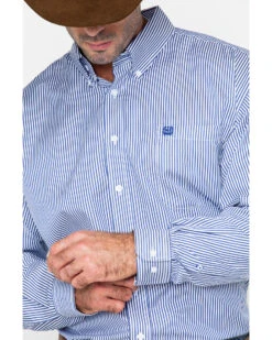Cinch Men's Royal Blue Stripe Long Sleeve Button-Down Shirt -Wrangle Clothing Shop 2000240144 460 P4