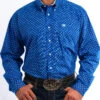 Cinch Men's Blue Dotted Square Print Western Shirt  -Wrangle Clothing Shop 2000240192 400 P1