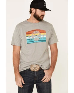 HOOey Men's Gray Electric Sunset Logo Graphic T-Shirt 