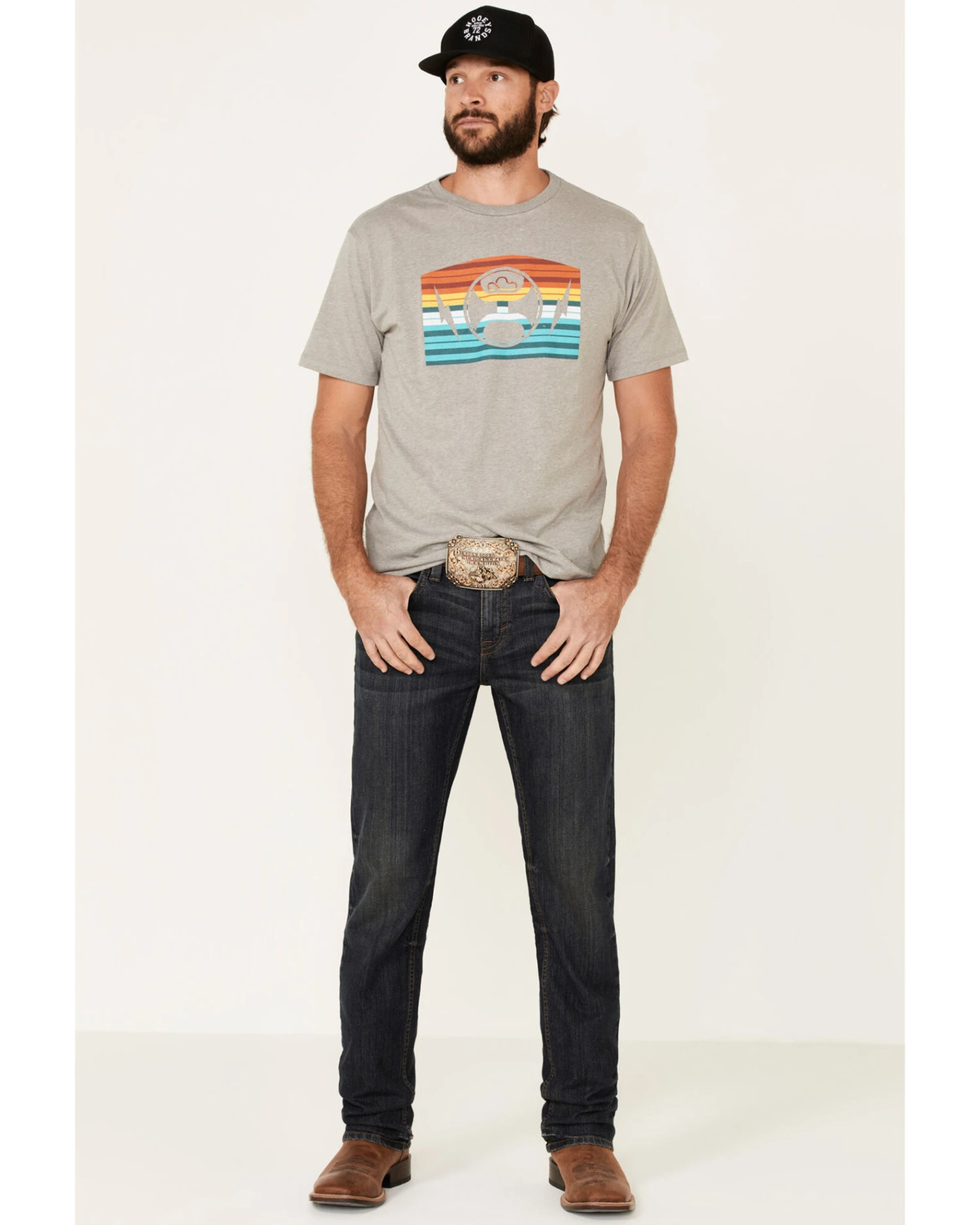 HOOey Men's Gray Electric Sunset Logo Graphic T-Shirt 4 HOOey Men's Gray Electric Sunset Logo Graphic T-Shirt - Image 2