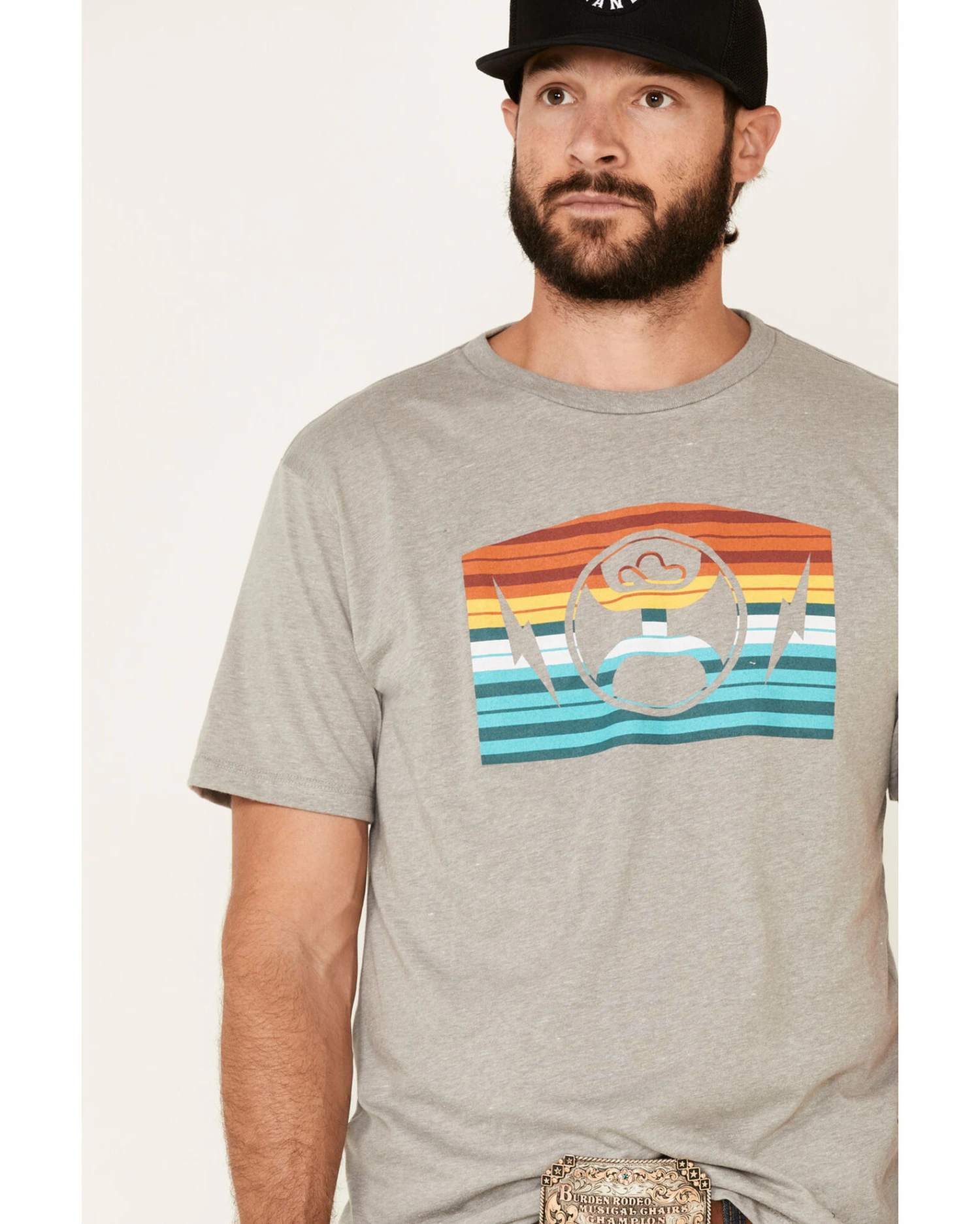 HOOey Men's Gray Electric Sunset Logo Graphic T-Shirt 5 HOOey Men's Gray Electric Sunset Logo Graphic T-Shirt - Image 3