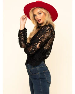 Flying Tomato Women's Crochet Lace Long Sleeve Top -Wrangle Clothing Shop 2000323835 001 P3