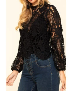Flying Tomato Women's Crochet Lace Long Sleeve Top -Wrangle Clothing Shop 2000323835 001 P4