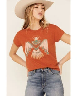 White Crow Women's Flocked Thunderbird Graphic Rolled Cuff Short Sleeve Tee 