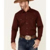 Gibson Men's Burgundy Basic Solid Long Sleeve Pearl Snap Western Shirt  -Wrangle Clothing Shop 2000342796 640 P1