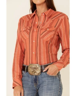 Wrangler Women's Clay Stripe Long Sleeve Snap Western Core Shirt  -Wrangle Clothing Shop 2000350337 641 P3