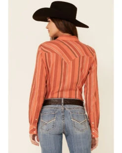 Wrangler Women's Clay Stripe Long Sleeve Snap Western Core Shirt  -Wrangle Clothing Shop 2000350337 641 P4