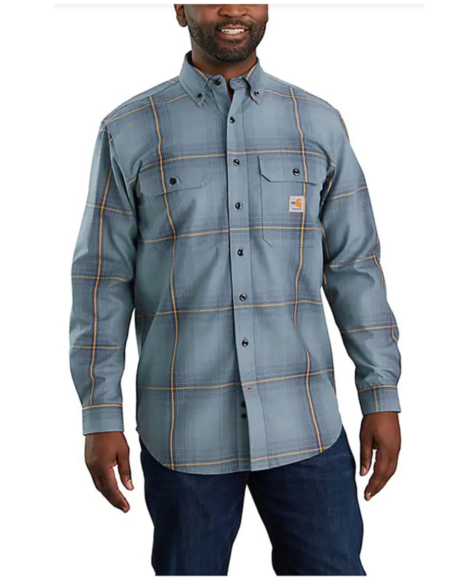 Carhartt Men's FR Steel Twill Plaid Work Shirt 3 Carhartt Men's FR Steel Twill Plaid Work Shirt