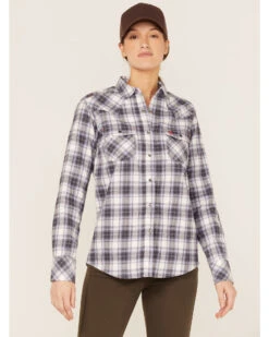 Ariat Women's FR Whitney Plaid Print Long Sleeve Snap Work Shirt 