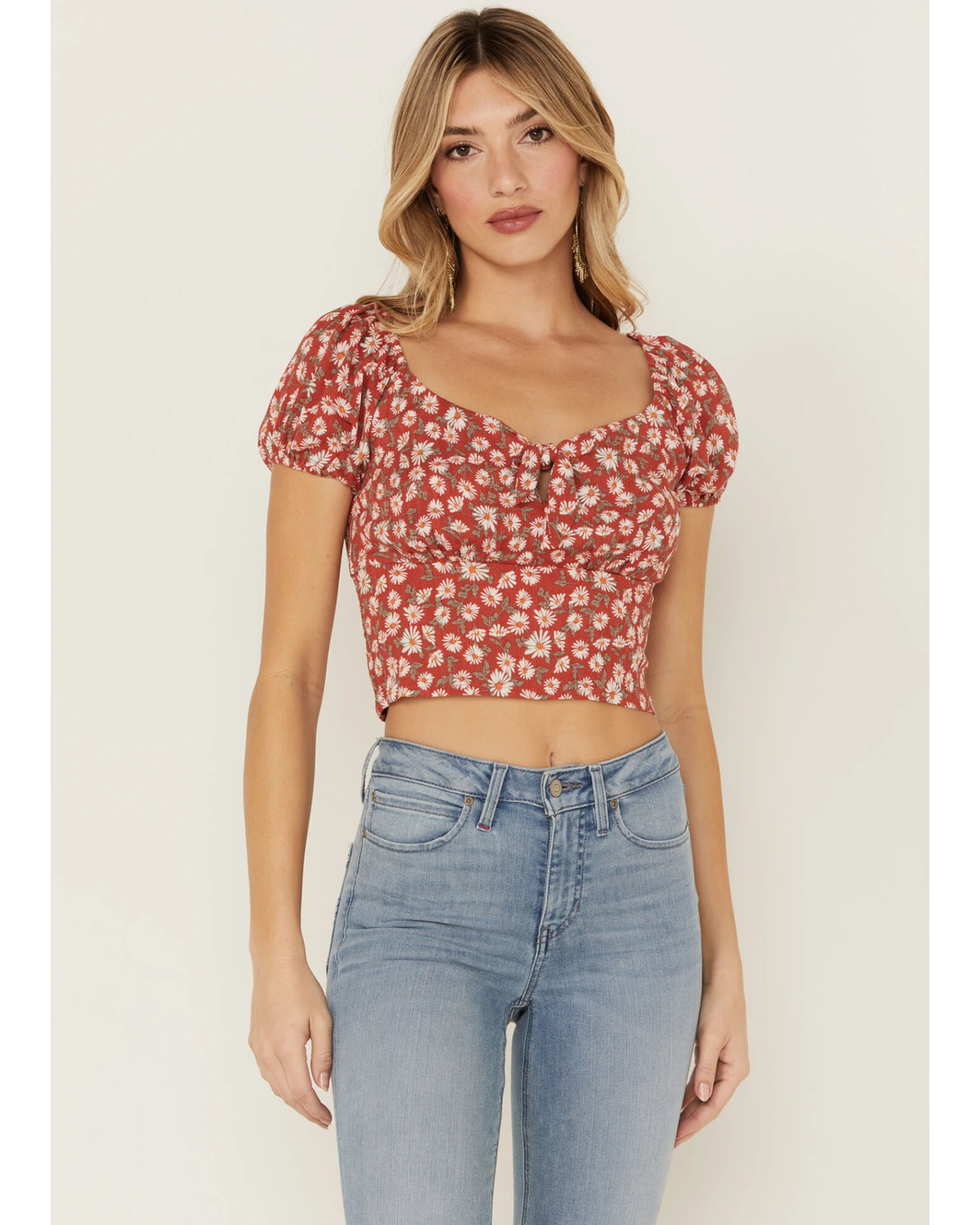 Idyllwind Women's Bay Cove Floral Crop Peasant Top 3 Idyllwind Women's Bay Cove Floral Crop Peasant Top