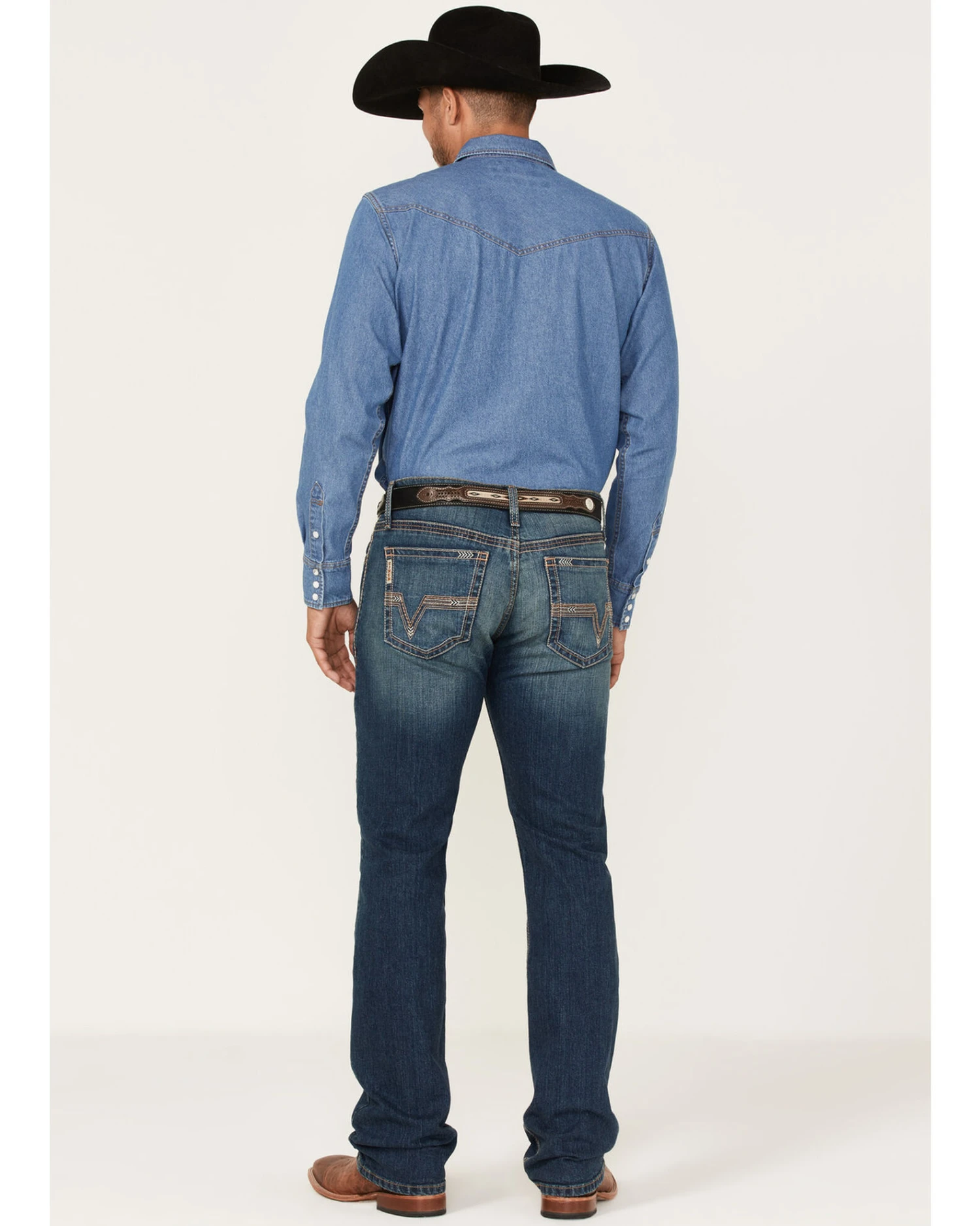 Cinch Men's Ian Dark Stonewash Performance Stretch Slim Bootcut Jeans 5 Cinch Men's Ian Dark Stonewash Performance Stretch Slim Bootcut Jeans - Image 3