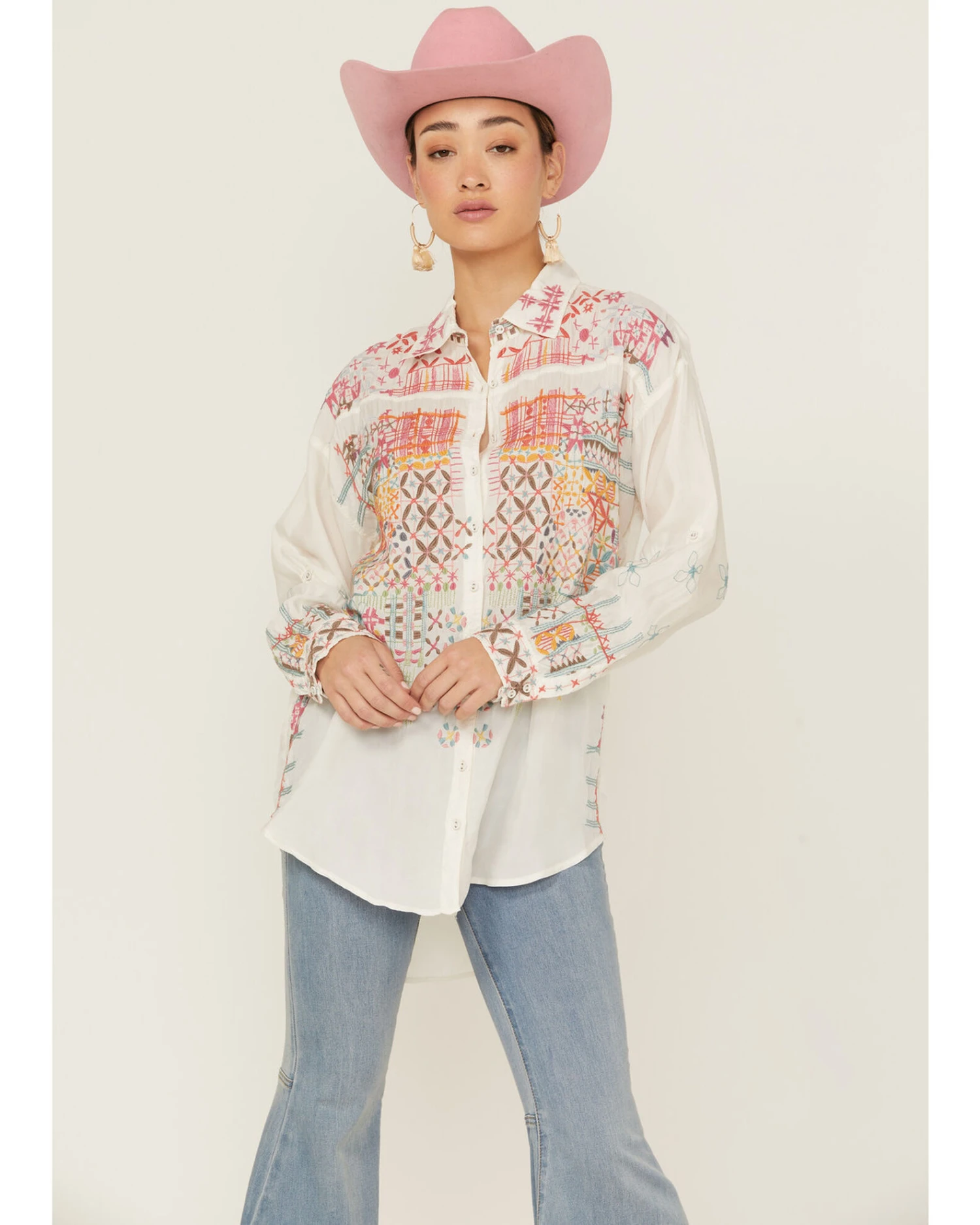 Johnny Was Women's Ryan Embroidered Button Down Long Sleeve Shirt 3 Johnny Was Women's Ryan Embroidered Button Down Long Sleeve Shirt