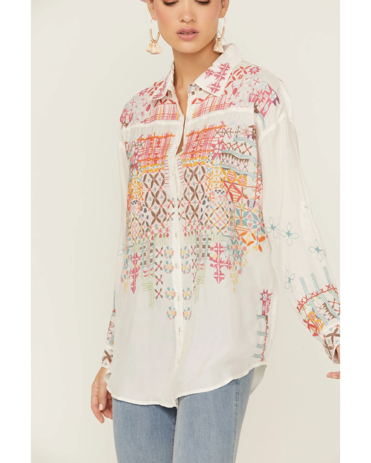 Johnny Was Women's Ryan Embroidered Button Down Long Sleeve Shirt 4 Johnny Was Women's Ryan Embroidered Button Down Long Sleeve Shirt - Image 2