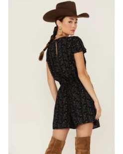 Beyond The Radar Women's Black Ditsy Floral Print Romper  -Wrangle Clothing Shop 2000365051 001 P3