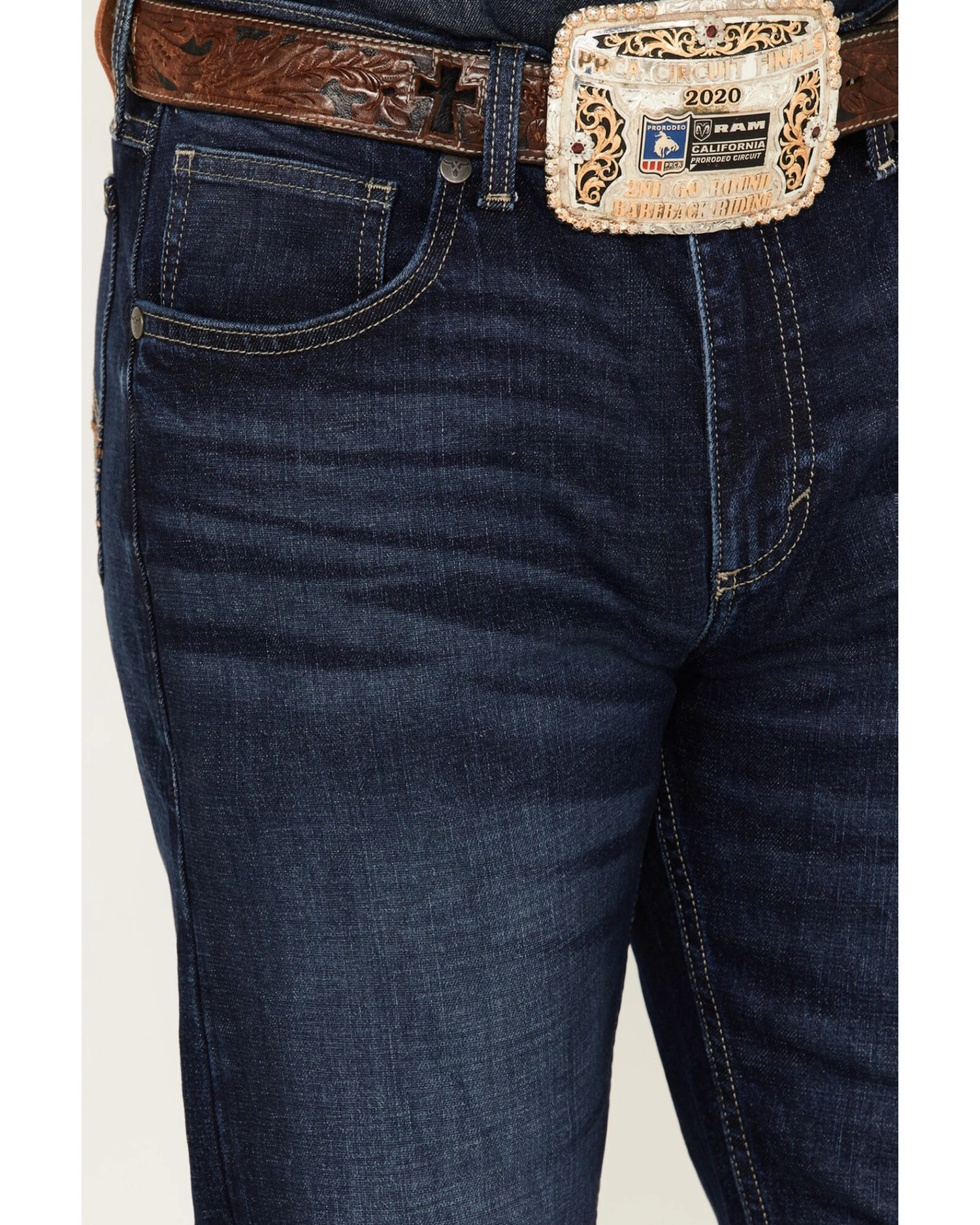 Wrangler 20X Men's Dawn Dark Wash Stretch Slim Straight Jeans 4 Wrangler 20X Men's Dawn Dark Wash Stretch Slim Straight Jeans - Image 2