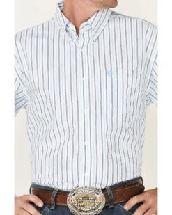 George Strait By Wrangler Men's Striped Long Sleeve Button Down Western Shirt  -Wrangle Clothing Shop 2000365898 400 P3