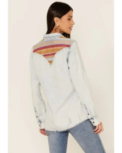 RRR Women's Southwestern Yokes Denim Shirt -Wrangle Clothing Shop 2000366375 400 P2