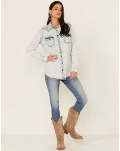 RRR Women's Southwestern Yokes Denim Shirt -Wrangle Clothing Shop 2000366375 400 P4