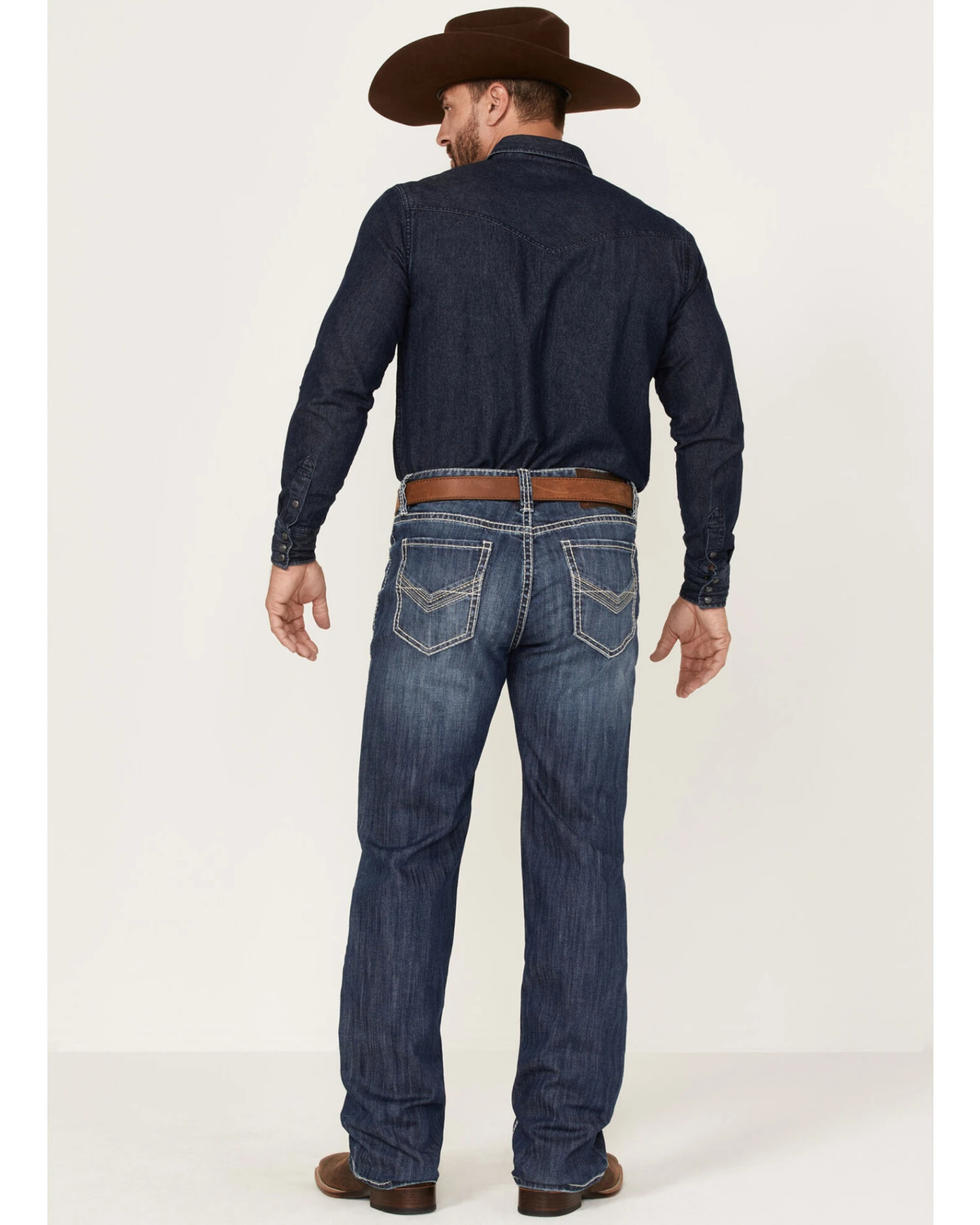 Rock & Roll Denim Men's Dark Wash Double Barrel Stretch Relaxed Straight Jeans 3 Rock & Roll Denim Men's Dark Wash Double Barrel Stretch Relaxed Straight Jeans