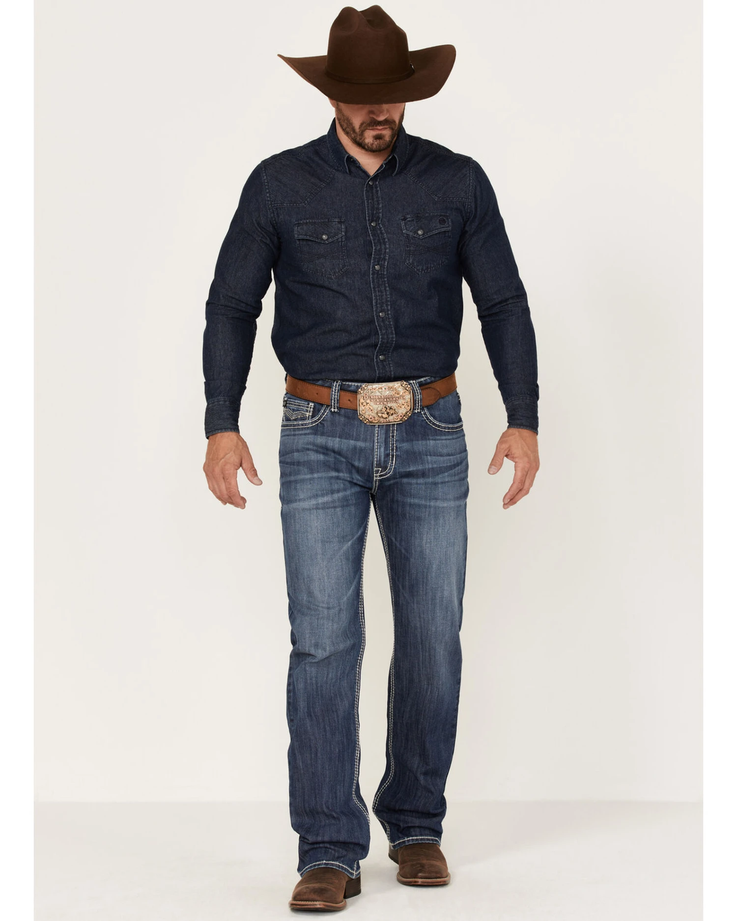 Rock & Roll Denim Men's Dark Wash Double Barrel Stretch Relaxed Straight Jeans 5 Rock & Roll Denim Men's Dark Wash Double Barrel Stretch Relaxed Straight Jeans - Image 3