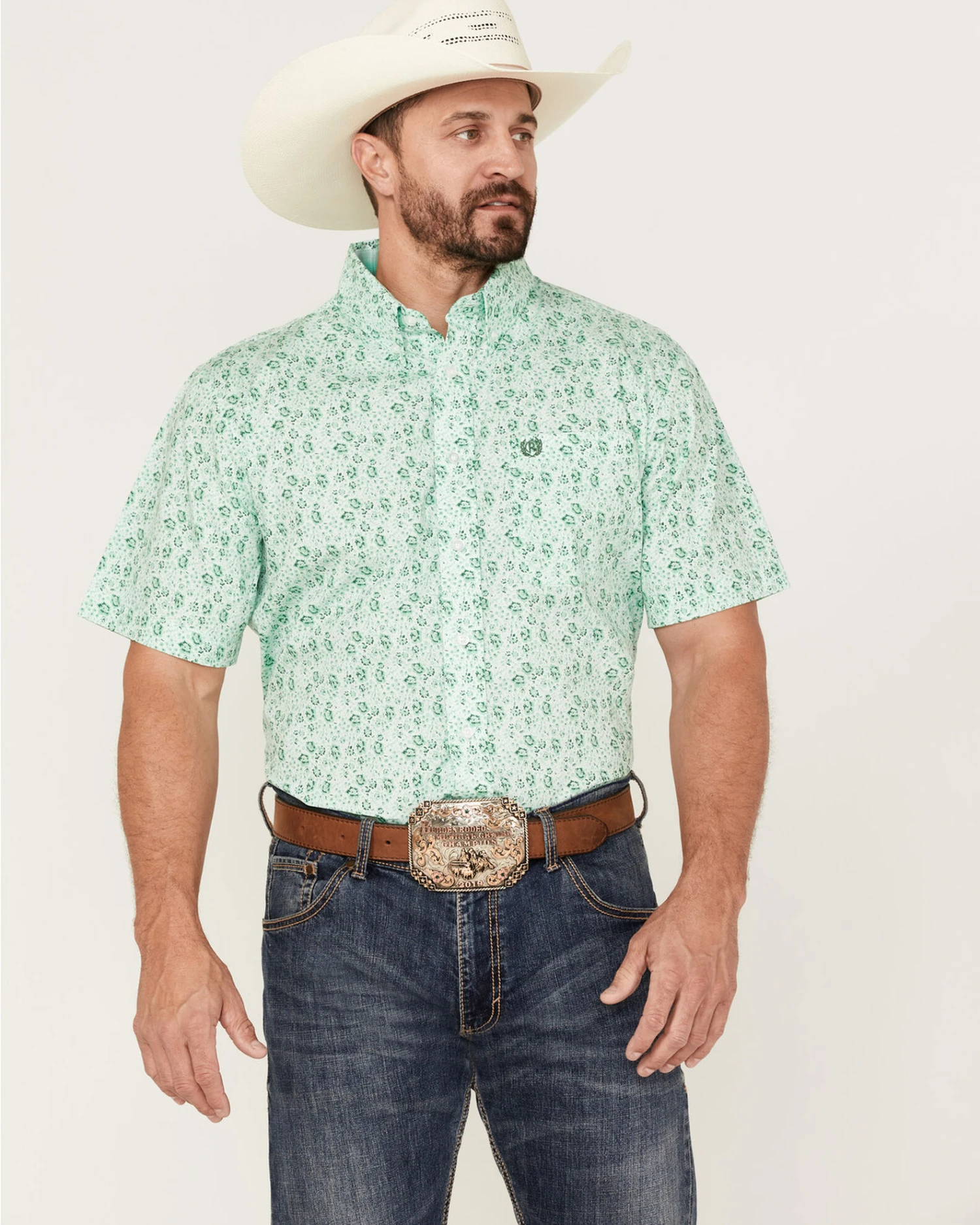 Panhandle Select Men's Allover Floral Print Short Sleeve Button Down Western Shirt 3 Panhandle Select Men's Allover Floral Print Short Sleeve Button Down Western Shirt