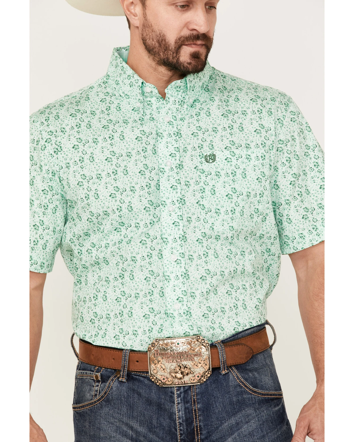 Panhandle Select Men's Allover Floral Print Short Sleeve Button Down Western Shirt 5 Panhandle Select Men's Allover Floral Print Short Sleeve Button Down Western Shirt - Image 3