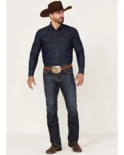 Rock & Roll Denim Men's Revolver Dark Wash Stretch Slim Straight Jeans  -Wrangle Clothing Shop 2000368871 416 P3