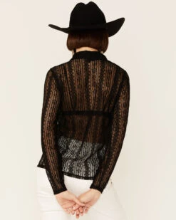Wild Moss Women's Lace Button Front Sheer Long Sleeve Shirt -Wrangle Clothing Shop 2000368967 001 P3