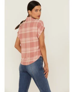 Wild Moss Women's Plaid Print Short Sleeve Shirt -Wrangle Clothing Shop 2000369010 840 P4