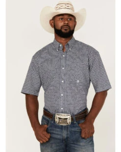 Roper Men's Liberty Bell Foulard Geo Print Short Sleeve Snap Western ShirtÂ