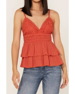 Tempted Women's Crochet Ruffle Crop Cami Top -Wrangle Clothing Shop 2000372838 220 P3