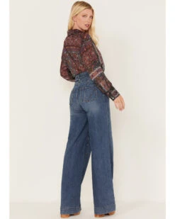Shyanne Women's Medium Wash High Rise Belted Trouser Wide Jeans -Wrangle Clothing Shop 2000373379 414 P3