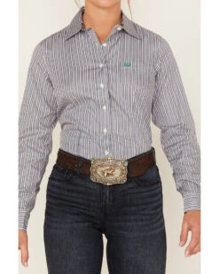 Cinch Women's Striped Geo Print Long Sleeve Button Down Shirt -Wrangle Clothing Shop 2000373451 300 P4