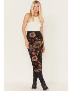 Cleo + Wolf Women's Floral Print Sheer Midi Skirt