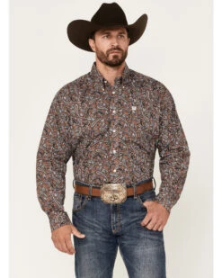 Cinch Men's Paisley Print Long Sleeve Button-Down Western Shirt