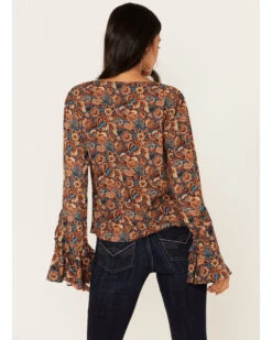 Idyllwind Women's Rouge Paisley Print Lace-Up Top -Wrangle Clothing Shop 2000375297 401 P3