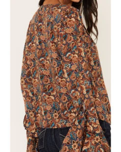 Idyllwind Women's Rouge Paisley Print Lace-Up Top -Wrangle Clothing Shop 2000375297 401 P4