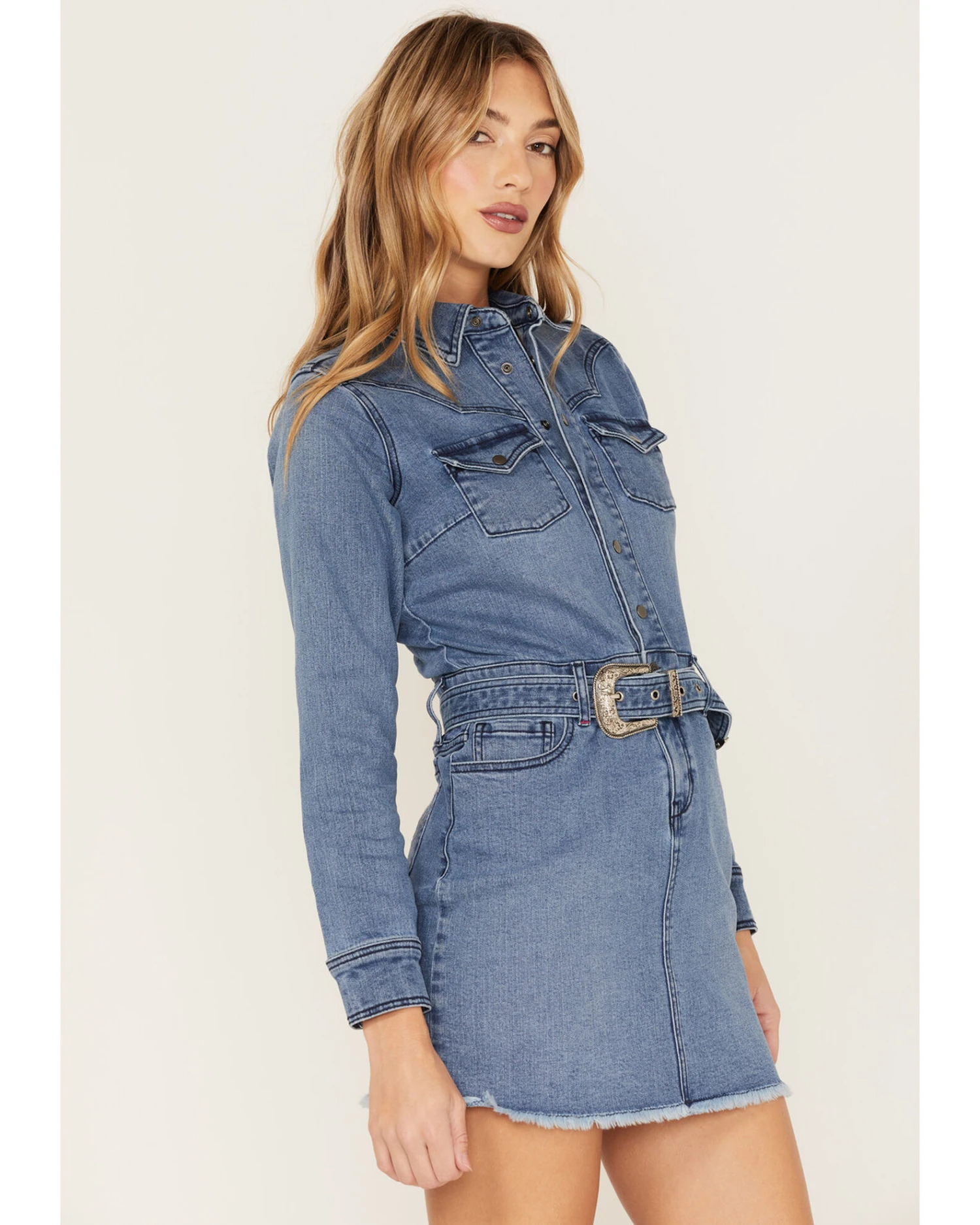 Idyllwind Women's Medium Wash Belted Western Denim Dress 3 Idyllwind Women's Medium Wash Belted Western Denim Dress