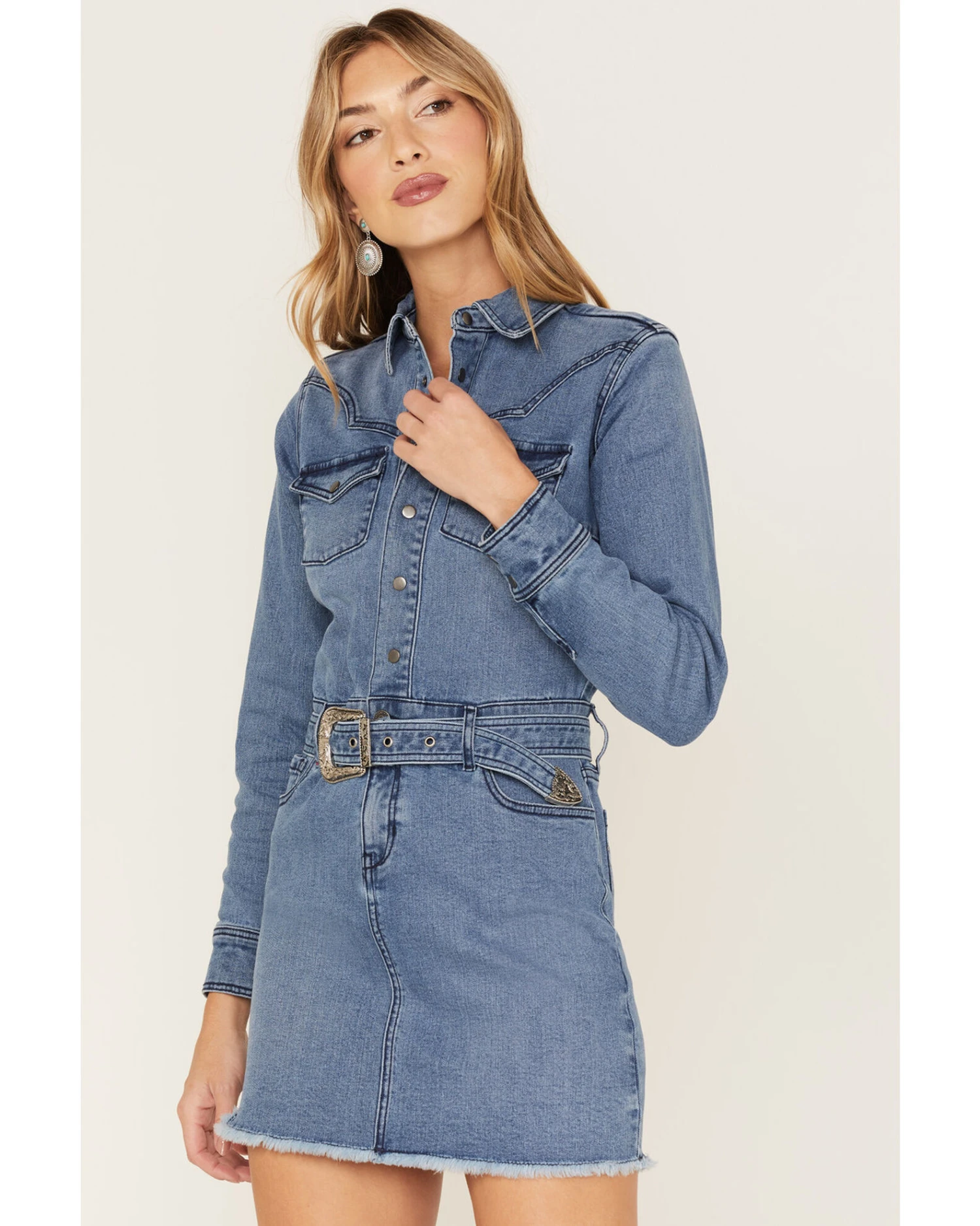 Idyllwind Women's Medium Wash Belted Western Denim Dress 4 Idyllwind Women's Medium Wash Belted Western Denim Dress - Image 2