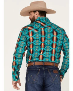 Rock & Roll Denim Men's Southwestern Stretch Long Sleeve Snap Shirt -Wrangle Clothing Shop 2000376155 442 P4