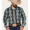 Rock & Roll Denim Men's Southwestern Print Stretch Long Sleeve Button Down Shirt -Wrangle Clothing Shop 2000376163 442 P1