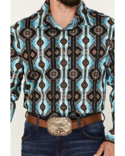 Rock & Roll Denim Men's Southwestern Print Stretch Long Sleeve Button Down Shirt -Wrangle Clothing Shop 2000376163 442 P3