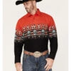 Panhandle Men's Southwestern Boarder Print Long Sleeve Snap Shirt -Wrangle Clothing Shop 2000376177 600 P1
