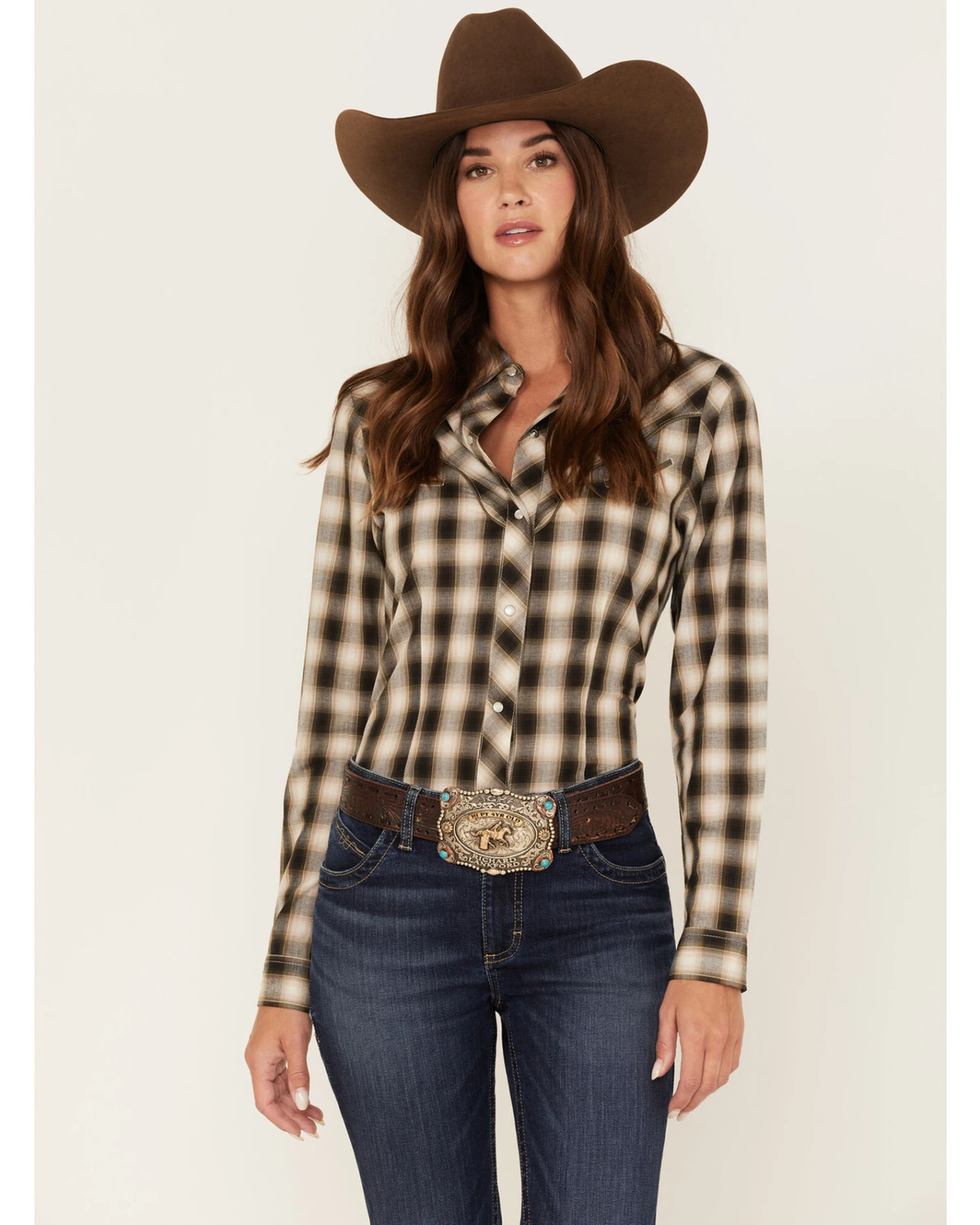 ROPER Stetson Women's Plaid Print Long Sleeve Snap Western Shirt 3 ROPER Stetson Women's Plaid Print Long Sleeve Snap Western Shirt