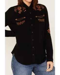Stetson Women's Floral Embroidered Long Sleeve Snap Western Shirt -Wrangle Clothing Shop 2000378241 001 P3