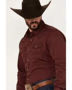 Wrangler Retro Men's Premium Solid Long Sleeve Snap Western Shirt  -Wrangle Clothing Shop 2000378420 646 P2
