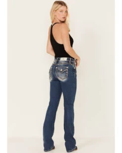 Miss Me Women's Medium Wash Mid Rise Embroidered Bootcut Jeans