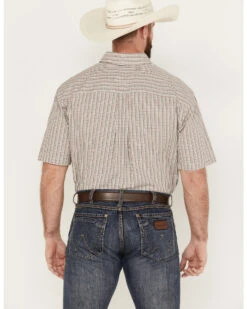 George Strait By Wrangler Men's Checkered Print Short Sleeve Stretch Button Down Shirt -Wrangle Clothing Shop 2000379992 341 P4