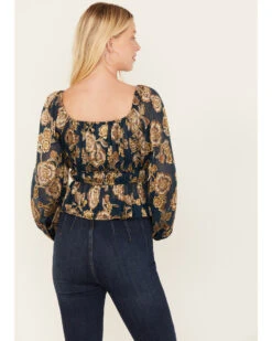 Shyanne Women's Floral Print Burnout Top -Wrangle Clothing Shop 2000380667 401 P4